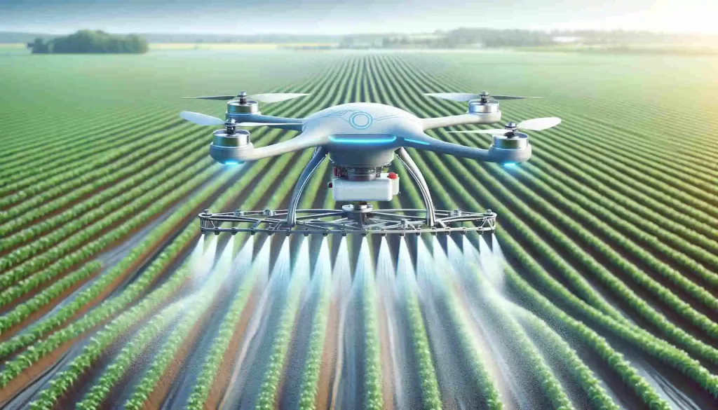 a drone spraying chemicals on an agriculture field - do drones use artificial intelligence 2