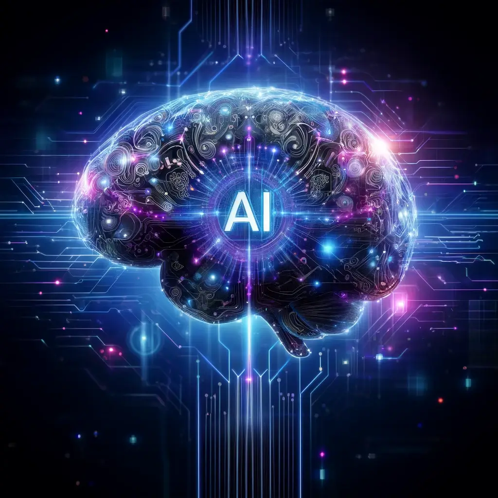 Futuristic human brain with AI circuitry - Types of Artificial Intelligence 1 